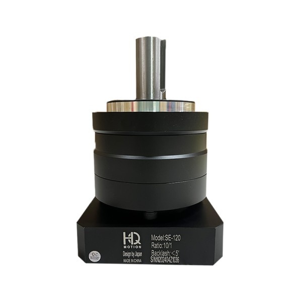 گیربکس 120 خورشیدی سرووموتور HQM اچ کیو ام مدل SE120-010-24 سایز 120 نسبت 1 به 10 شفت ورودی 24 شفت خروجی 32 فلنج گرد مناسب 2 کیلووات 2000 دور (گیربکس سیاره ای) (اورجینال وارداتی)