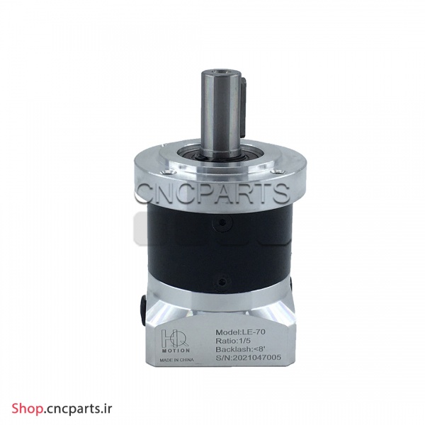 گیربکس 70 خورشیدی سرووموتور HQM اچ کیو ام مدل LE70-005-14 سایز 70 نسبت 1 به 5 شفت ورودی 14 شفت خروجی 16 فلنج گرد مناسب 400 وات 3000 دور (گیربکس سیاره ای) (اورجینال وارداتی)